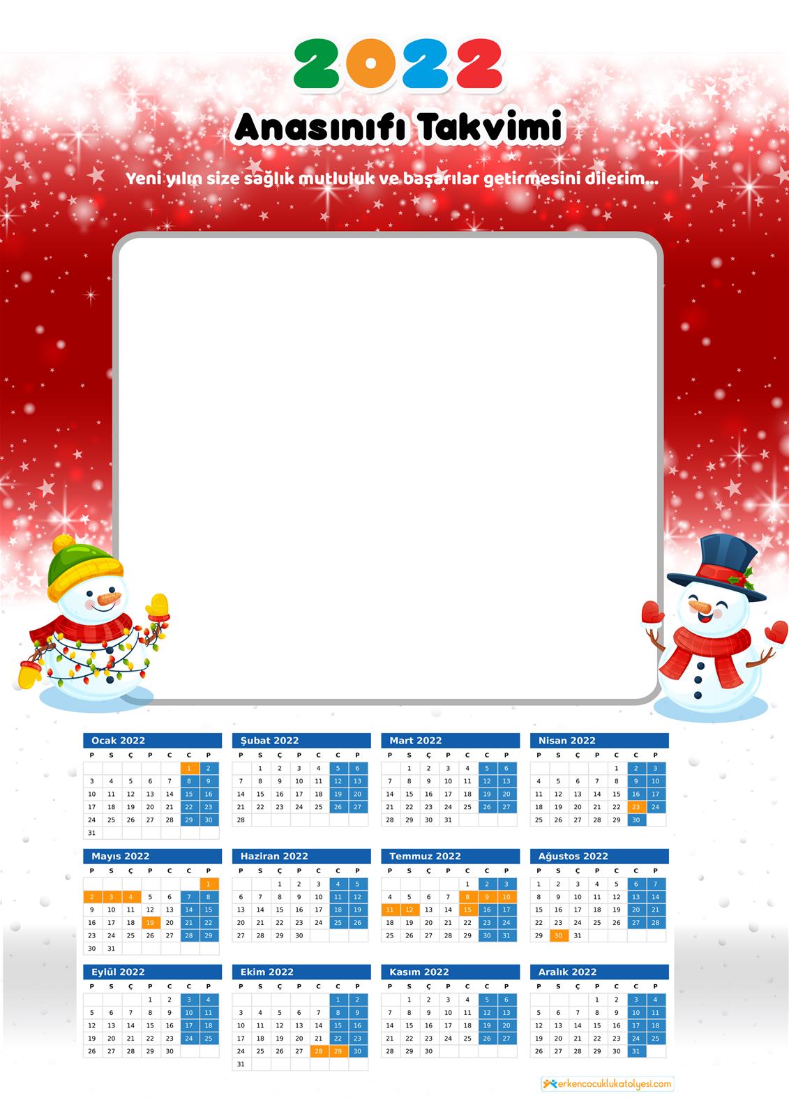 takvim kalıbı okul öncesi