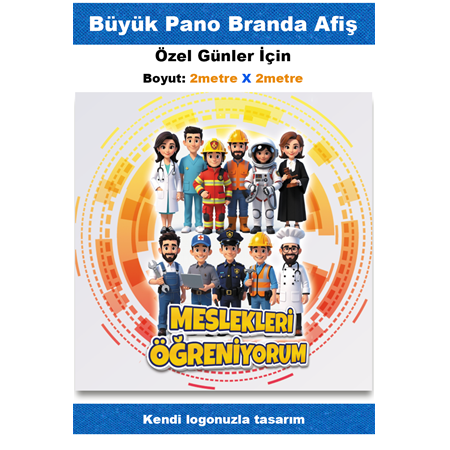 Meslekleri Öğreniyorum 2x2 Metre Pano Branda