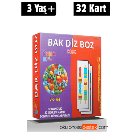 Yuka Kıds 3-6 Yaş ve Üzeri Arası Çocuklar İçin Bak Diz Boz Disk Boncuk Dizme Oyunu
