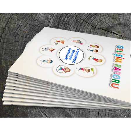 Çocuk Temalı 1000 adet Gelişim Raporu Karne Kılıfı Okul Logolu