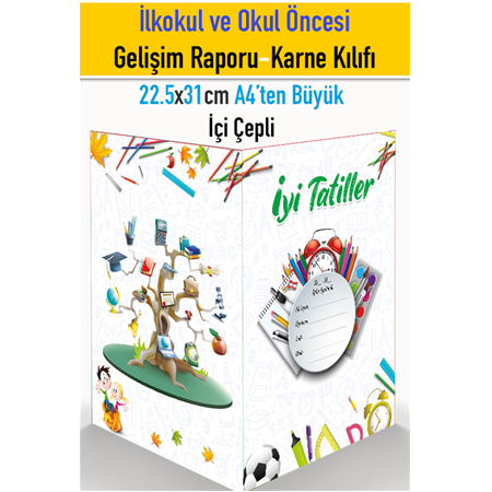 Okul Temalı Karne Kılıfı Gelişim Raporu Kapağı