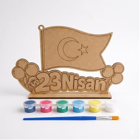 23 Nisan Ahşap Boyama Fırça Boya Hediye