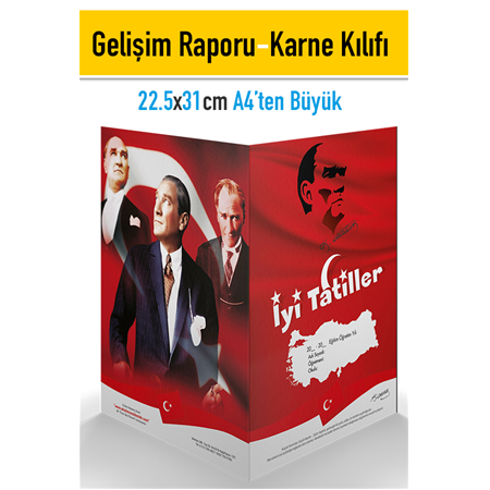 Atatürk ve Bayrak Gelişim Raporu ve Karne Kılıfı A4